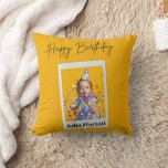 Happy birthday Print Modern White Pillow<br><div class="desc">Size: Happy birthday Pillow 16" x 16" Accent your home with custom pillows from Zazzle and make yourself the envy of the neighbourhood. Made from high-quality Simplex knit fabric, these 100% polyester pillows are soft and wrinkle-free. The heavyweight stretch material provides beautiful colour definition for your design while also being...</div>