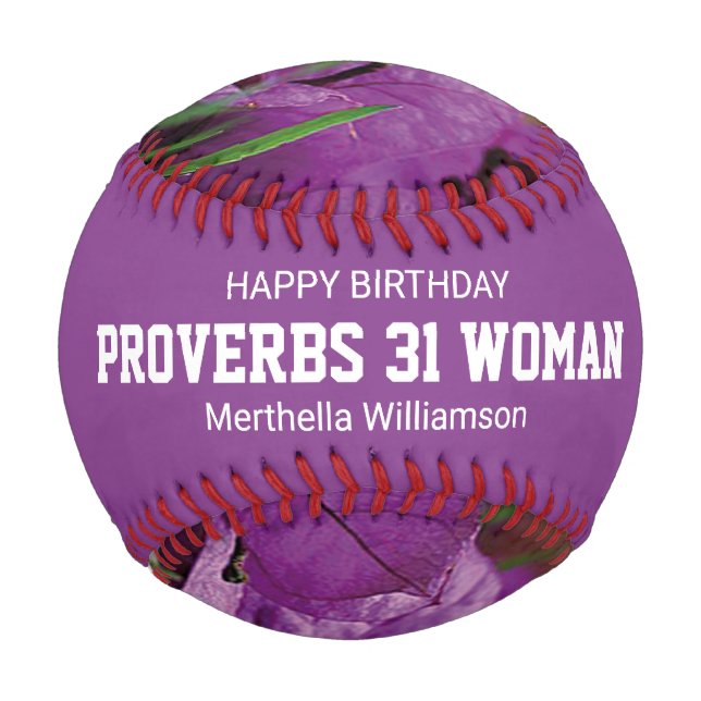 Happy Birthday PROVERBS 31 Custom Purple Floral Baseball (Front)