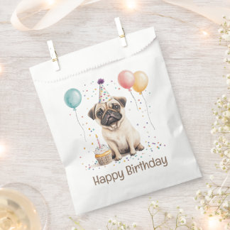 Happy Birthday Pug Dog Favour Bags