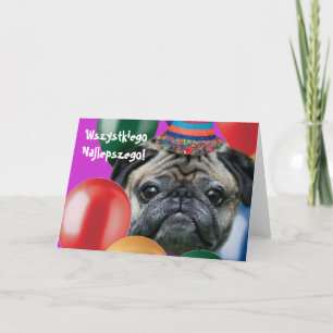 Happy birthday pug dog greeting card
