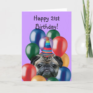 Happy Birthday pug dog greeting card