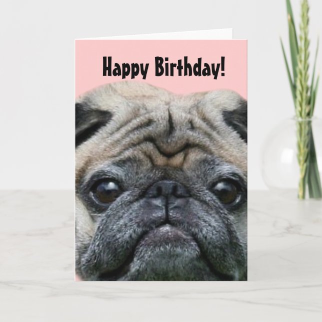 Happy Birthday Pug Dog greeting card (Front)