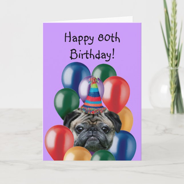 Happy Birthday Pug greeting card (Front)