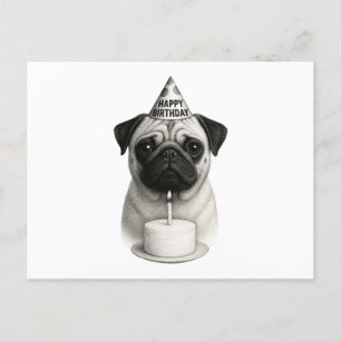 Happy Birthday Pug Holiday Postcard