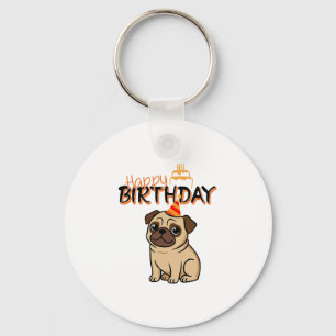 HAPPY BIRTHDAY PUG KEY RING