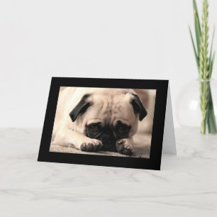 Happy Birthday Pug Puppy Dog Black  Greeting Card