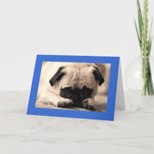 Happy Birthday Pug Puppy Dog Blue Greeting Card