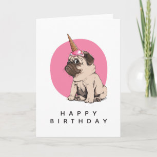 Happy Birthday   Pugicorn Card