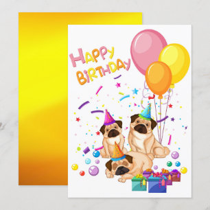 Happy Birthday Pugs Invitation