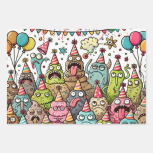 Happy Birthday Puking Monster Wrapping Paper Sheet