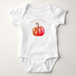 Happy Birthday   Pumpkin T-shirt Baby Bodysuit