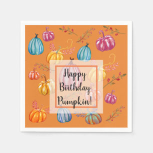 Happy Birthday  Pumpkins Fall Art  Paper napkins