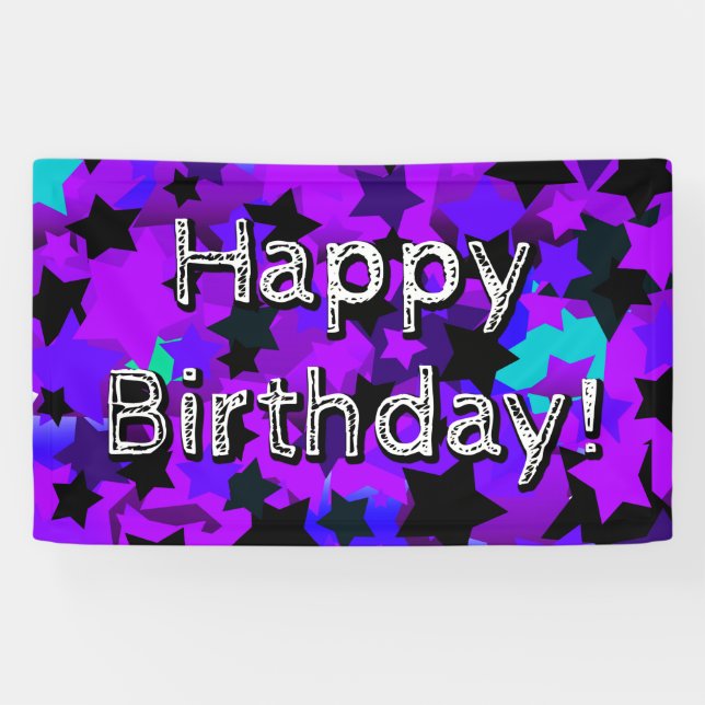 Happy Birthday! Punk Stars Banner (Horizontal)