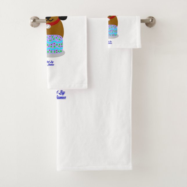 Happy Birthday Pup Bathroom Towel Set (Insitu)