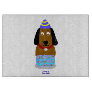 Happy Birthday Pup Glass Cutting Board