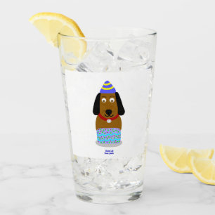 Happy Birthday Pup Glass Tumbler
