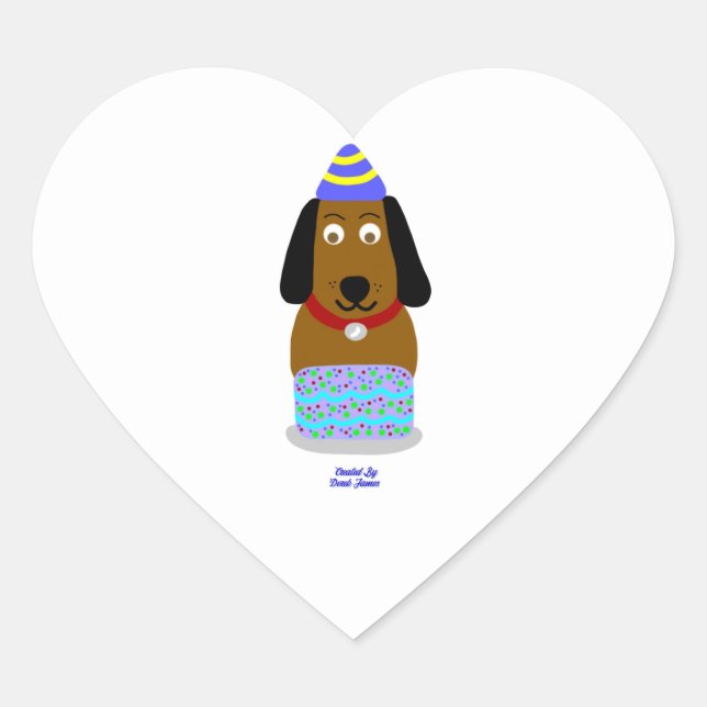 Happy Birthday Pup Heart Sticker (Front)