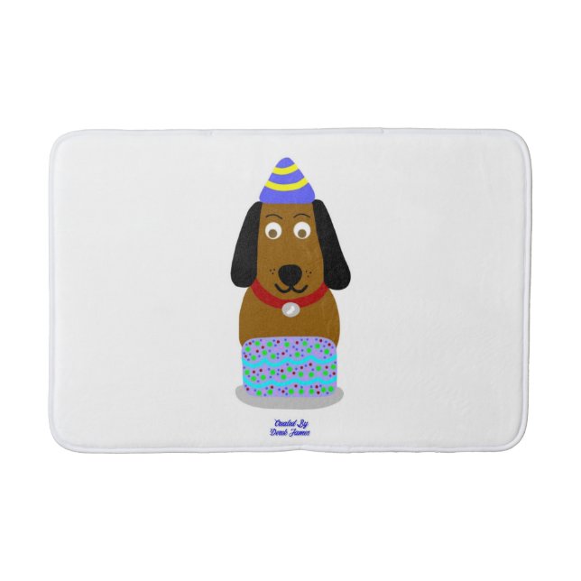 Happy Birthday Pup Medium Bath Mat (Front)