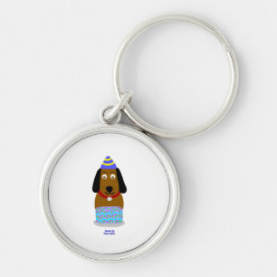 Happy Birthday Pup Premium Round Keychain