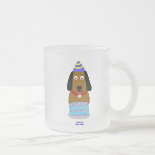 Happy Birthday Pup Small Frosted Glass Mug