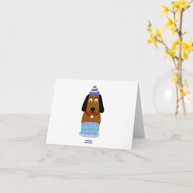 Happy Birthday Pup Small Greeting Card (Yellow Flower)