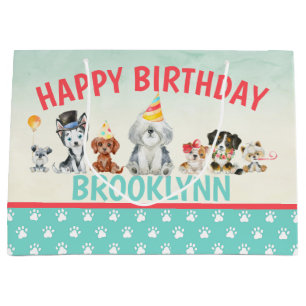 Happy Birthday Puppy Dog Large Gift Bag