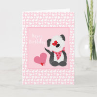 Happy Birthday Puppy Heart Pattern Pink
