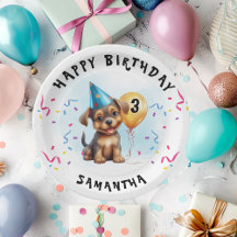 Happy Birthday Puppy Party Birthday Paper Plate