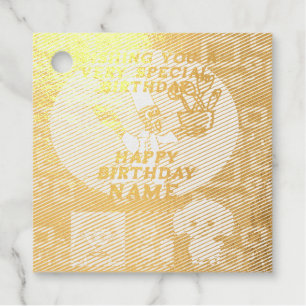 Happy Birthday Puppy Spaceship Chef Ducky Pink Favour Tags