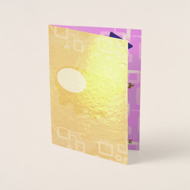 Happy Birthday Puppy Spaceship Chef Ducky Pink Foil Card (Front)