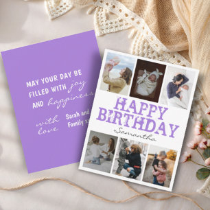 Happy Birthday Purpl 6 Photo Collage Greeting Card