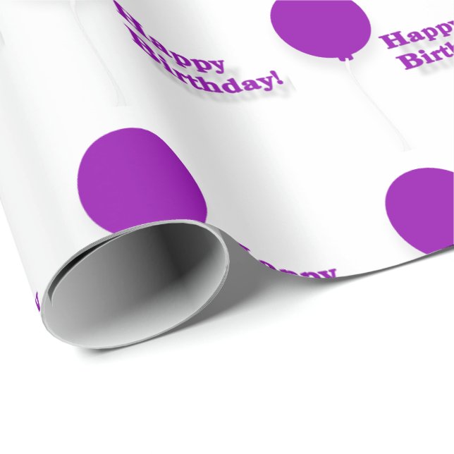 Happy Birthday Purple Balloons Wrapping Paper (Roll Corner)