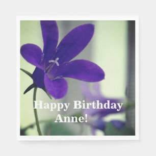 Happy Birthday Purple Blossoms Napkin