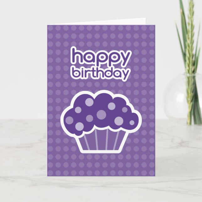 happy birthday purple cupcake card (Front)