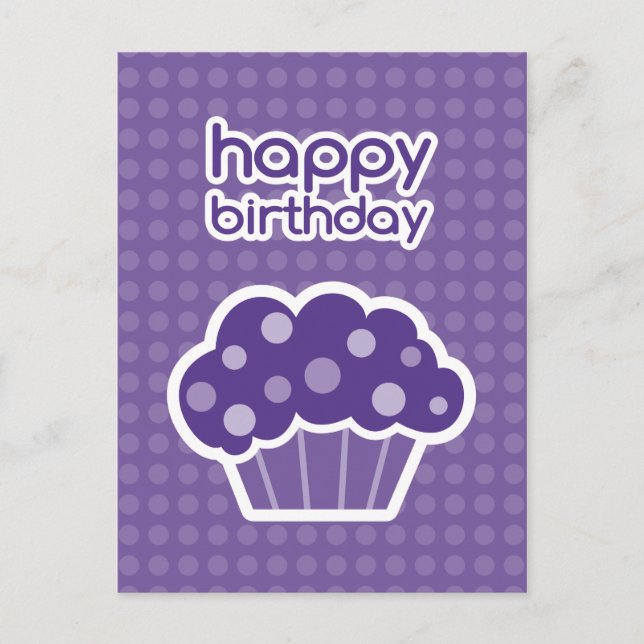 happy birthday purple cupcake postcard (Front)