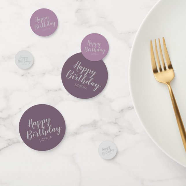 Happy Birthday purple elegant modern classic Confetti (Group)
