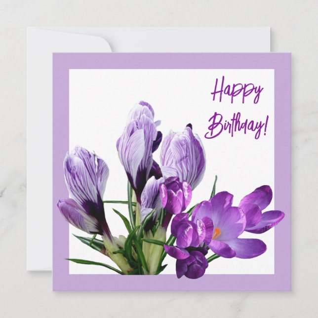 Happy Birthday purple floral bright colourful boho Card (Front)