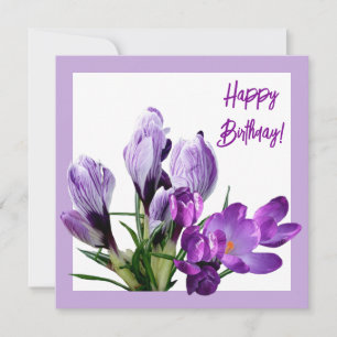 Happy Birthday purple floral bright colourful boho Card