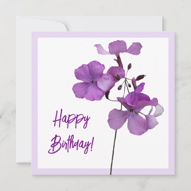 Happy Birthday purple floral trendy cute girly Card (Front)