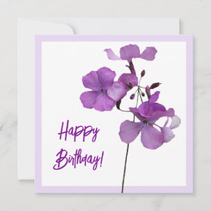 Happy Birthday purple floral trendy cute girly Card