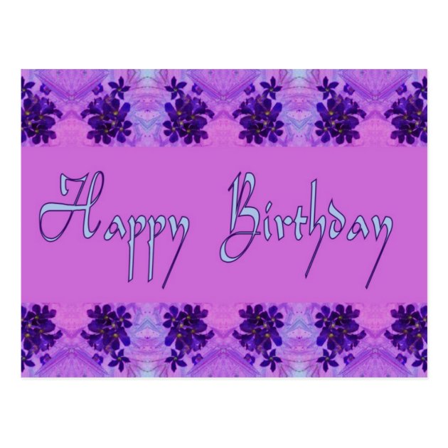 happy birthday purple flowers