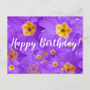 Happy Birthday, Purple Flowers Postcard