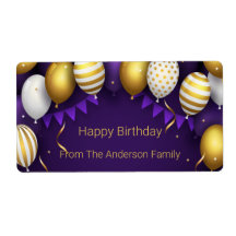 Happy Birthday - Purple/Gold Personalise 