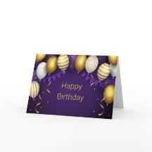 Happy Birthday - Purple/Gold Personalise