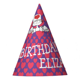 HAPPY BIRTHDAY Purple "Heart Fairy"© Customised Party Hat