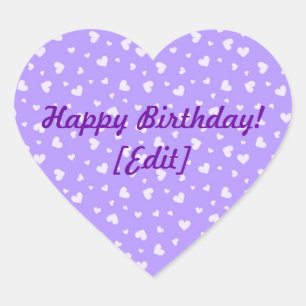 Happy Birthday - Purple Hearts Pattern Stickers