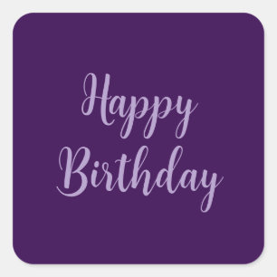 Happy Birthday Purple Lavender Custom Colour Class Square Sticker