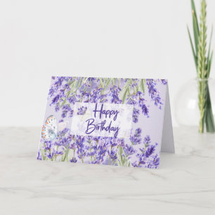 Happy Birthday Purple Lavender Flowers Card