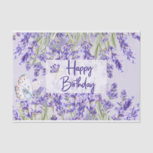 Happy Birthday Purple Lavender Flowers Tissue Paper