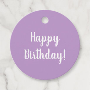 Happy Birthday Purple Lilac Typography Gift Favour Tags
